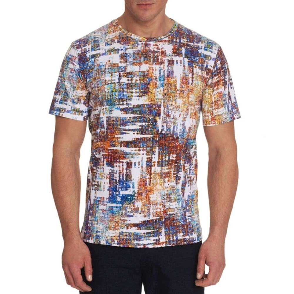 ROBERT GRAHAM Men's Axle Brushstroke Abstract Print Crewneck T-Shirt Size 2XL
